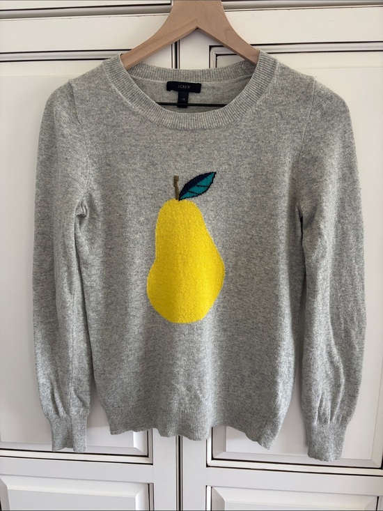 J. Crew Sweaters - J crew Wool Rabbit Hair Blend Pear Gray Crewneck Sweater Embroidered Women’s XS